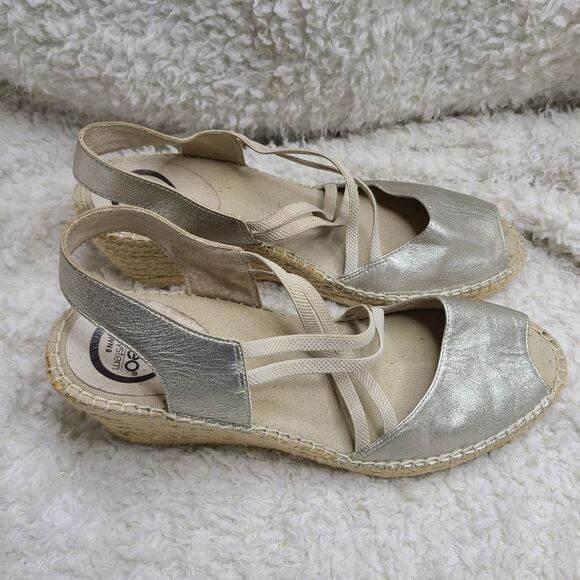Abeo‎ Bio System Delano Espadrille Wedge Metalic Sandals Size 9 - Picture 1 of 12